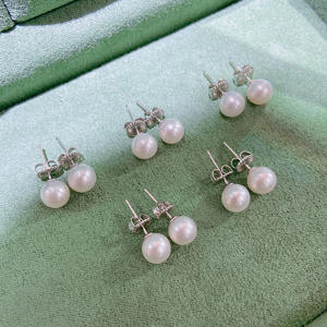 Aretes Básicos 2025 con Adorno Femenino, Perlas Redondas de Agua Dulce de 7-7.5mm, Aguja de Plata S925, Sin Núcleo, Regalo para Aretes - Product Image 2