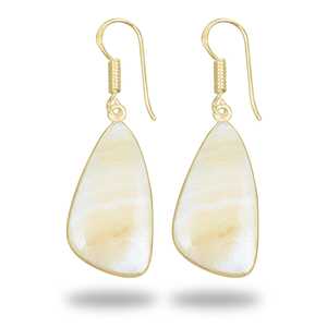 Boucles d'oreilles tendance plaquées or jaune naturel, accessoire de mode pour femme, boucles d'oreilles en aragonite jaune, style vintage, haute qualité - Product Image 3