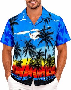 Camisas Hawaianas con Estampado de Palmeras, Diseño Nuevo 2026, Manga Corta, Casuales, de Verano, Popelina Transpirable, Antiarrugas, para Fiesta en la Playa - Product Image 2