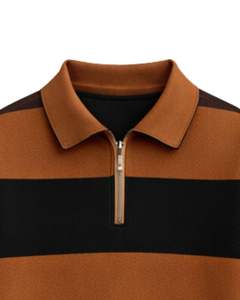 Sudadera con Cierre de Cremallera a Rayas Marrón y Negro para Hombre, de Algodón y Felpa, Estilo Urbano Holgado, Informal, con Logotipo Personalizado, Fabricante OEM - Product Image 5