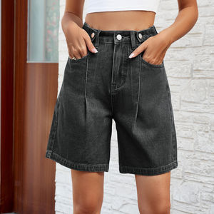 Shorts en jean droits taille haute déchirés et délavés pour femme – Collection été écoresponsable - Product Image 4