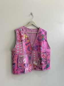 Chaleco Acolchado de Algodón Vintage para Mujer, Estilo Hippie con Parches - Product Image 3