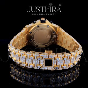 Reloj de Hombre de Edición Limitada de Lujo, con Cristal de Cuarzo, Acero Inoxidable y Aleación en Tono Amarillo, con Moissanita VVS de Primera Calidad, Gran Venta - Product Image 4