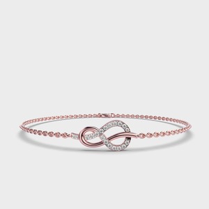 Pulsera de Oro Amarillo/Blanco/Rosa de 9K con Diamantes Cultivados en Laboratorio, Diseño de Nudo Infinito, Cadena con Micropavé - Product Image 3