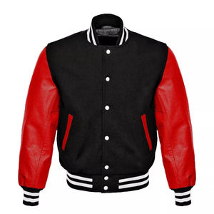Chaquetas de Hombre de Alta Calidad con Diseño de Patchwork, Chaqueta Varsity de Béisbol con Bordado Personalizado, Roja y Blanca, Estilo Universitario Vintage para Invierno - Product Image 1