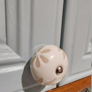 Ceramic Door Knobs White Beige Solid Pattern Modern Farmhouse Kitchen Drawer <b>Pull</b> Handle Handcrafted Multi-piece Package - Product Image 1