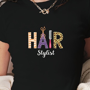 เสื้อยืดแฟชั่นสั้นสำหรับผู้หญิงออกแบบโดยนักออกแบบทรงผม - Product Image 1
