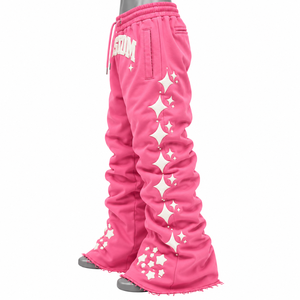 Conjunto de Sudadera con Capucha y Cremallera Bordada con Pedrería Rosa, Estilo Y2K, con Apliques de Letras y Tachuelas, Unisex, de Forro Polar - Product Image 4