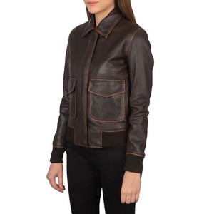 Women Dark Brown Leather <b>Jacket</b> Casual Bomber Coat <b>Ladies</b> Fashion Soft PU Outerwear Simple Style Zip Up Pocket <b>Jacket</b> - Product Image 5