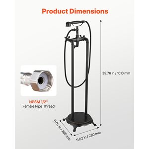 Rubinetto per vasca da bagno a piedini in bronzo anticato vintage, doccia a mano indipendente con raccordo per il riempimento della vasca, kit rubinetteria per vasca e doccia - Product Image 3