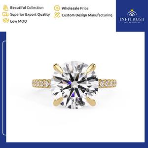 India-Origin Seller of Superlative Quality Handcrafted 925 Sterling <b>Silver</b> <b>Solitaire</b> Diamond <b>Rings</b> with VVS Clarity & DEF Color - Product Image 3