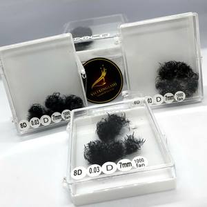 Extensions de cils synthétiques premium C/CC/DD/M/L Curl Volume, faits à la main, noir mat, plateaux de cils pré-faits 3D-8D - Product Image 1