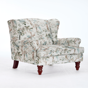 Sillón Moderno con Diseño Floral y Patas de Madera Retro, Cómodo Sillón Tapizado para una Persona, para Sala de Estar o Dormitorio - Product Image 4