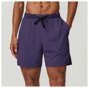 Shorts de sport décontractés pour hommes, confortables, coupe ample, taille mi-haute, avec cordon de serrage personnalisé, en tissu épais - Product Image 1