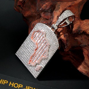 Pendentif Afrique en diamant baguette serti de pierres |   Collier Teg Bling Africa |   Collier pour homme |   Pendentif Carte d'Afrique 3D |   Bijoux Hip Hop - Product Image 3