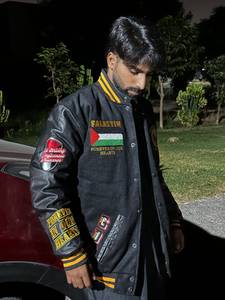 Blouson Bomber Homme Vintage en Cuir Brodé Style Streetwear Uni/Avec Cœur, à Capuche et Fermeture Éclair, Coupe-Vent Respirant Hiver - Product Image 2