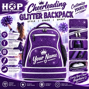 Mochila de alta calidad con brillantina para animadoras, bolsas deportivas personalizadas para niñas, tela ligera con brillantina, bolsas con brillantina para equipos de baile. - Product Image 6