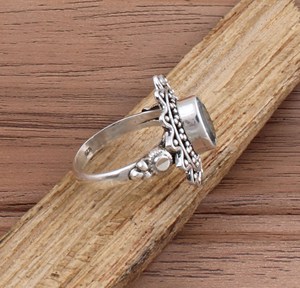 Bague solitaire vintage classique en topaze bleue, argent sterling 925, pierre précieuse naturelle faite à la main, unisexe, cadeau de mariage ou de fête - Product Image 6