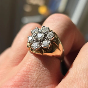 Bague pour homme en or jaune 10 carats plaqué rhodium, style vintage, avec diamant de laboratoire taille brillant de 1 carat, clarté VS, couleur EF, design en grappe - Product Image 3