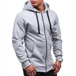 Sweat à capuche noir zippé pour homme, coupe ajustée, style décontracté, en coton tricoté, style automne - Product Image 4