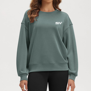Sweat-shirt en coton doux pour femme, style streetwear décontracté, épaules tombantes, respirant, écologique, tricoté, à capuche - Product Image 1