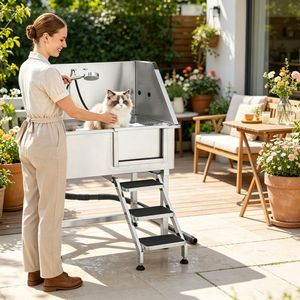 Stazione Professionale per Toelettatura di Cani e Gatti in Acciaio Inox e Legno per Uso Interno, per Bagno e Lavaggio di Cani, Gatti e Rettili, Materiale PP - Product Image 6