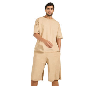 Conjuntos de Verano para Hombre con Logotipo Personalizado, 100% Algodón, Camiseta con Pantalones Cortos, Camiseta Holgada, Conjunto de Dos Piezas Informal para Hombre - Product Image 3