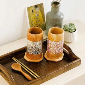 Jarrón de Bambú con Patrón de Mosaico Hecho a Mano, Decoración Moderna para el Hogar, Diseño Artístico Natural - Macy - Product Image 3