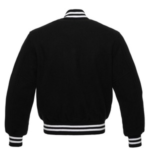Veste universitaire noire pour homme, coupe classique, couleur unie, col rabattu, fermeture éclair, vêtement décontracté pour l'automne, en polyester tricoté - Product Image 5