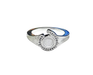 Bague en argent sterling 925 plaqué or 14 carats, motif fer à cheval, base de sertissage vierge de 7 mm pour femme, bijoux commémoratifs DIY écologiques - Product Image 1