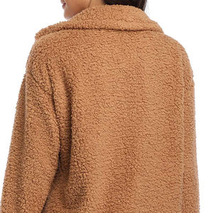 Fabricants OEM sur mesure, veste en polaire sherpa pour femmes, épaules tombantes, veste en polaire sherpa pour femmes pour l'extérieur - Product Image 4