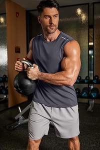 Camiseta Deportiva sin Costuras de Secado Rápido con Orificios Transpirables en Color Contrastante, Camiseta Deportiva de Poliéster Elástico con Cuello Redondo para Gimnasio - Product Image 3