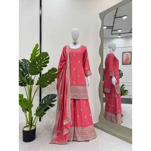 Conjunto de traje de fiesta para mujer con hilo y trabajo de secuencia - Product Image 3