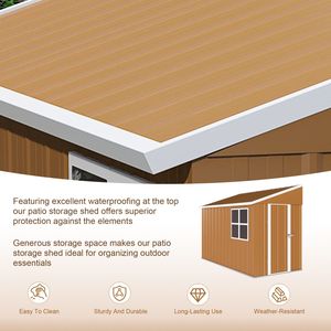 Abri de jardin en métal robuste 8x4 avec portes doubles, fenêtres, résistant aux intempéries, pour extérieur, jardin, cour, hauteur 4 pieds, ventilation - Product Image 2