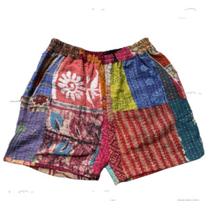 Patchwork Cotton Unisex Mid Waist Elastic Quick Dry Breathable Casual <b>Shorts</b> Printed <b>Woven</b> Style - Product Image 3