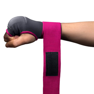 Half Finger MMA/Kick Boxing Training <b>Gloves</b> with for Wrist Closure for Martial Arts Unisex Pink and Gray Leather - Product Image 6
