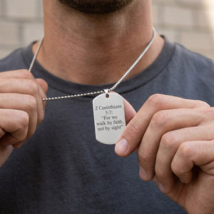 religious christian souvenir gifts motto phrase engraved custom metal <b>dog</b> <b>tag</b> <b>necklace</b> for <b>men</b> - Product Image 2