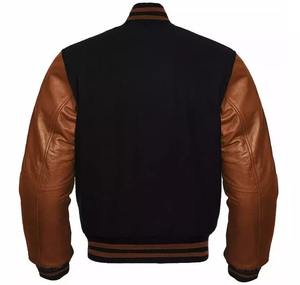 Veste universitaire en laine de qualité supérieure, style classique Letterman avec manches en cuir, personnalisable pour hommes et femmes - Product Image 4