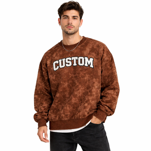 Sudadera Oversize de Cuello Redondo con Logo Personalizado de Alta Calidad, Lavado Ácido Marrón, Tejido Suave, Ropa Casual Urbana, Proveedor - Product Image 2