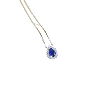 Elegant 925 <b>Silver</b> Moissanite Pendant Necklace Pear Cut Rhodium Plated <b>Snake</b> <b>Chain</b> Womens Classic Jewelry Everyday Wear - Product Image 2