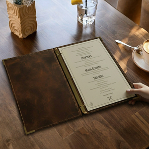 Cubierta de menú de cuero personalizada, cubierta de menú para restaurante, carpeta de menú para restaurante, soporte de cuero, fabricación de cubiertas de menú de cuero premium - Product Image 2