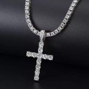 Collier personnalisé en argent sterling S925 avec chaîne tennis en moissanite, bijoux fins hip-hop, cadeau de mode doré - Product Image 2