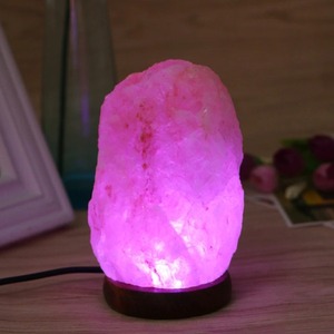 Purificateur d'air en sel de roche avec base en bois sculpté USB et veilleuse, sel rose de l'Himalaya pur en bouteille/sac - Product Image 3