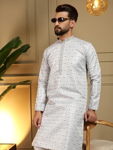 Ensemble kurta-pyjama jacquard pour homme, coupe classique, style indien pakistanais traditionnel, vêtements décontractés de Samp Corporation - Product Image 5
