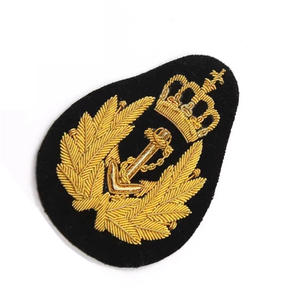 Écusson décoratif de luxe en feutre non tissé, brodé motif couronne et ancre, avec ornement en lingots d'or, personnalisé, tendance, à coudre, écologique, en vente - Product Image 4