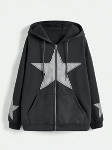 Sudadera con capucha y cremallera de chenilla 100% algodón bordada, al por mayor OEM, estilo urbano de invierno, alta calidad, personalizable, con cremallera y efecto lavado. - Product Image 5