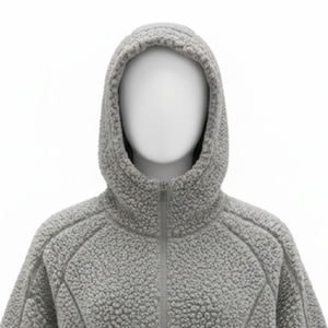 Sudadera con capucha Sharpa extragrande de alta calidad, 100% poliéster, forro polar Sharpa de 400 g/m², sin cordón, con cremalleras frontales y en los bolsillos. - Product Image 5