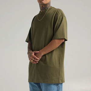 T-shirt imprimé surdimensionné 300 GSM en coton épais, coupe carrée, col montant, vierge, vente en gros, personnalisable, éco-responsable, pour acheteurs américains - Product Image 4