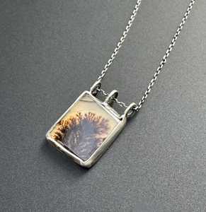 NIKHIL GEMS Pendentif en Agate Dendritique Naturelle, Argent Sterling 925, Certifié par un tiers, Collier Élégant Vintage, Cadeau d'Anniversaire pour - Product Image 4