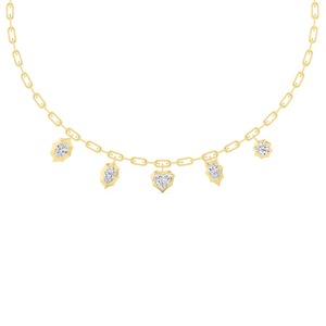 Collier chaîne trombone avec pendentif serti clos de diamants de laboratoire taille marquise et poire, 16 pouces - Product Image 6